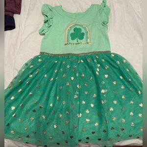 Green Shamrock Dress with Gold Accents- St Patty’s Day